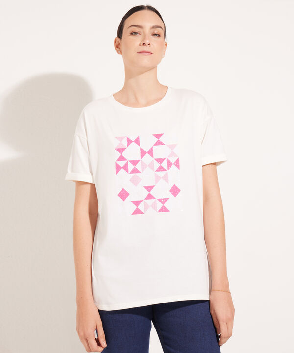 Camiseta Manga Corta Con Screen  En Frente
