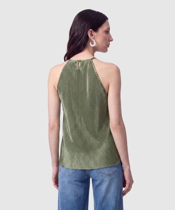 Blusa Plisada Cuello Halter Para Mujer