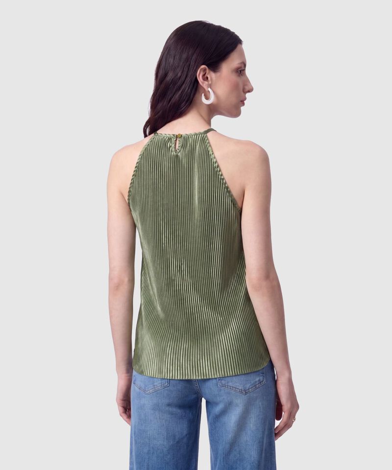 Blusa Plisada Cuello Halter Para Mujer