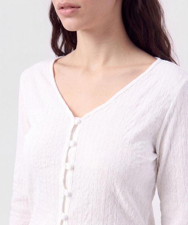 Camiseta Manga Larga Con Botones Para Mujer