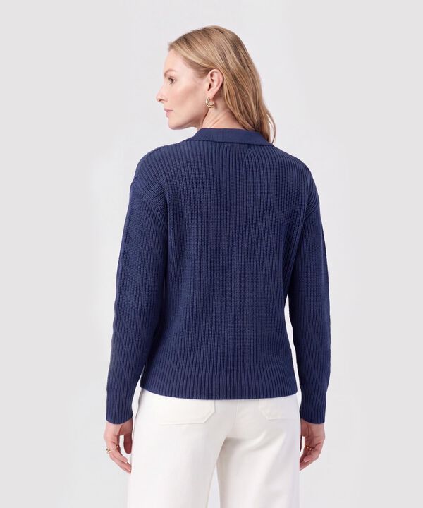 Saco Tejido Cuello Polo Con Escote En V