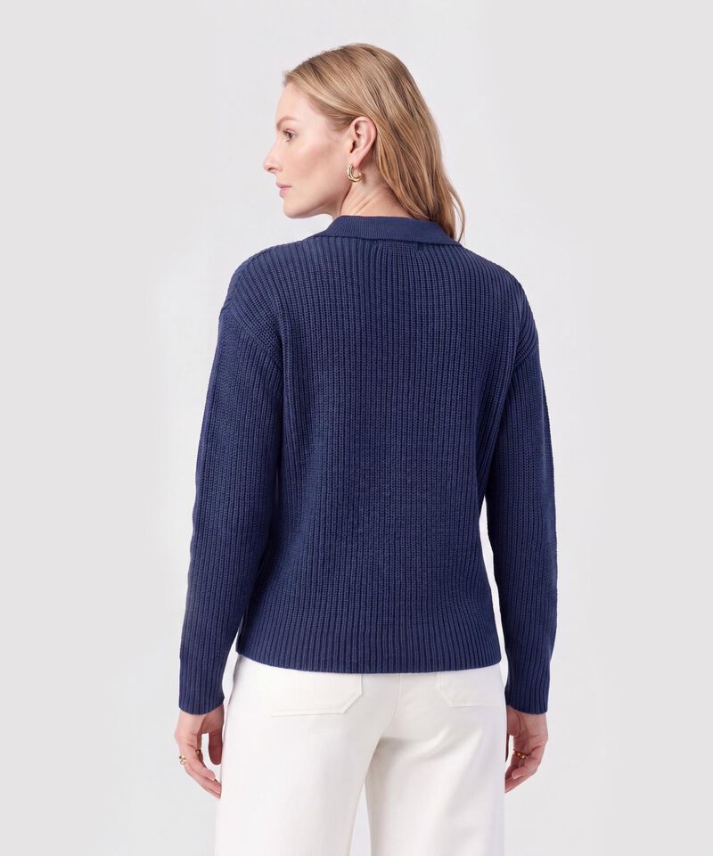 Saco Tejido Cuello Polo Con Escote En V