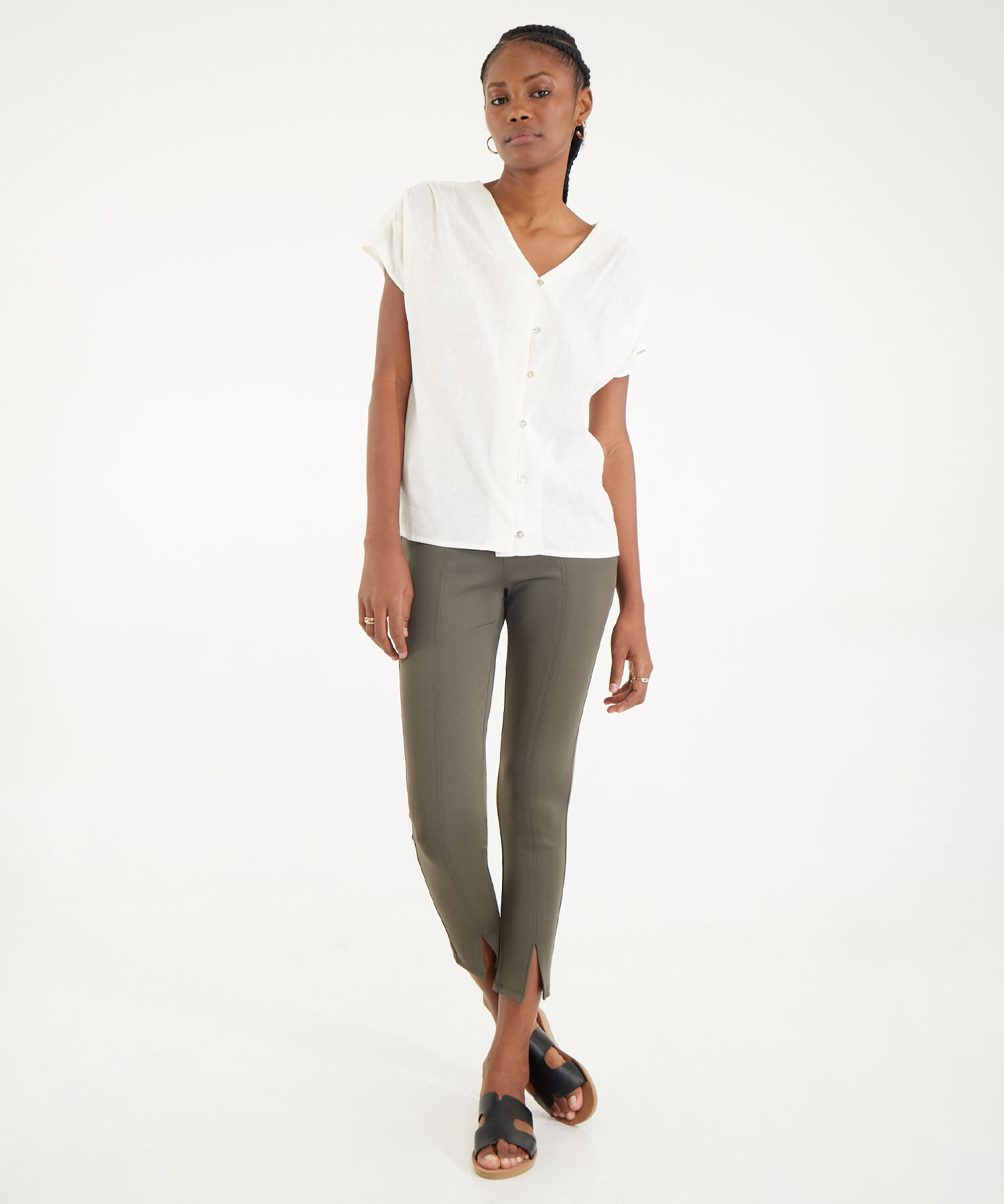 Blusa Manga Rodada Corta Cuello En V