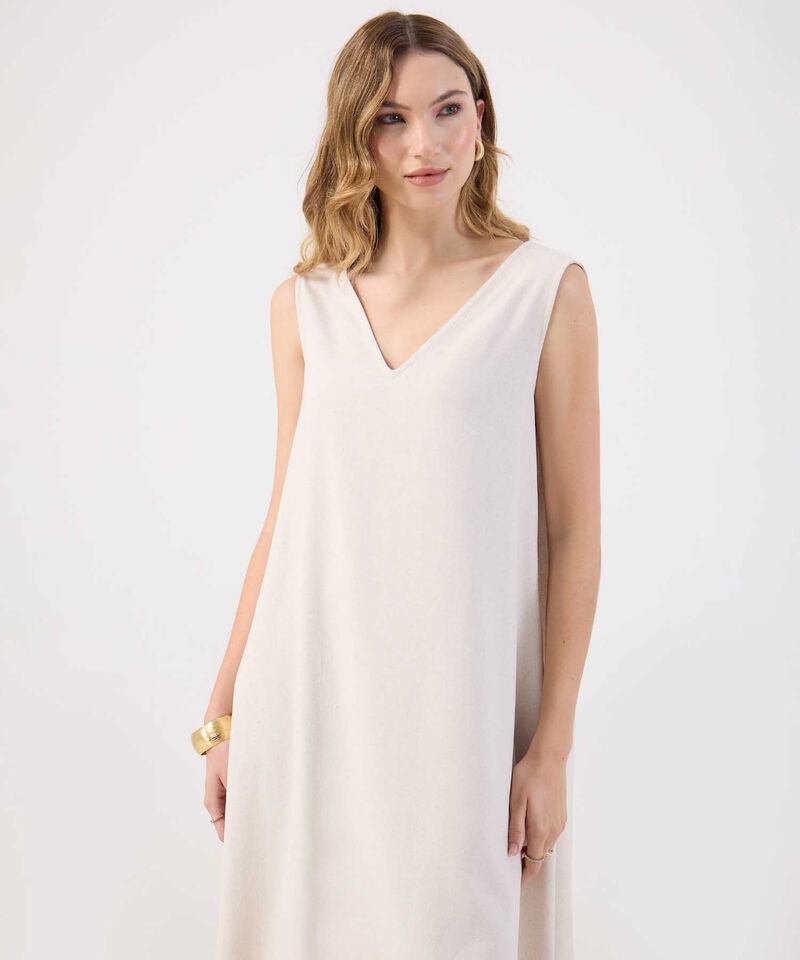 Vestido Corto Liso Mujer Escote V Sin Mangas