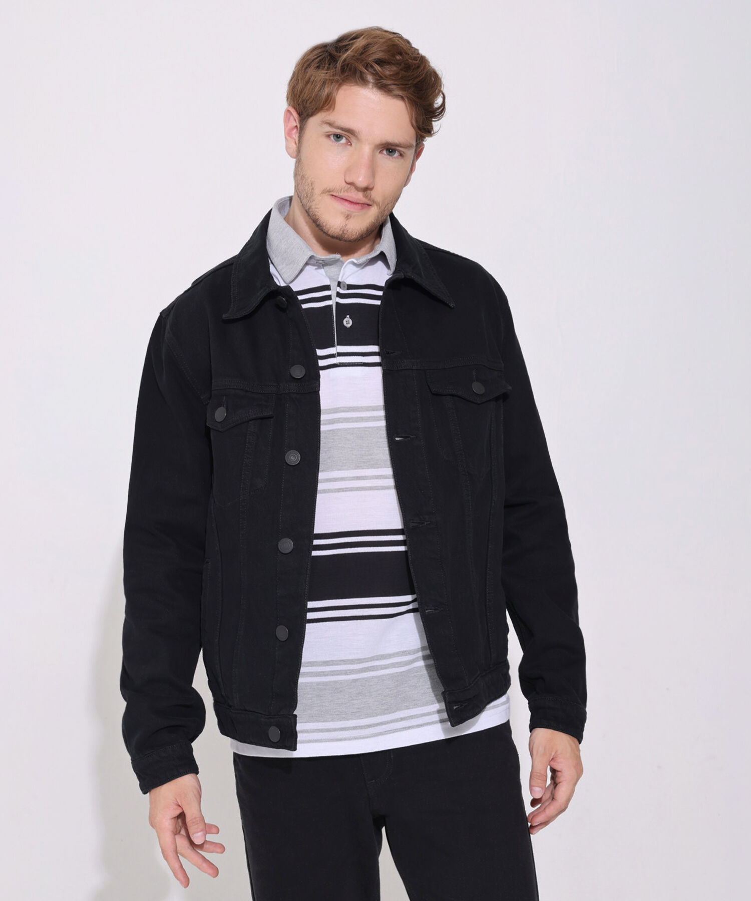 Chaqueta Trucker Tono Negro