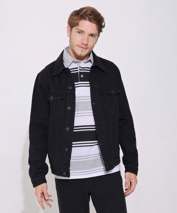 Chaqueta Trucker Tono Negro image number null