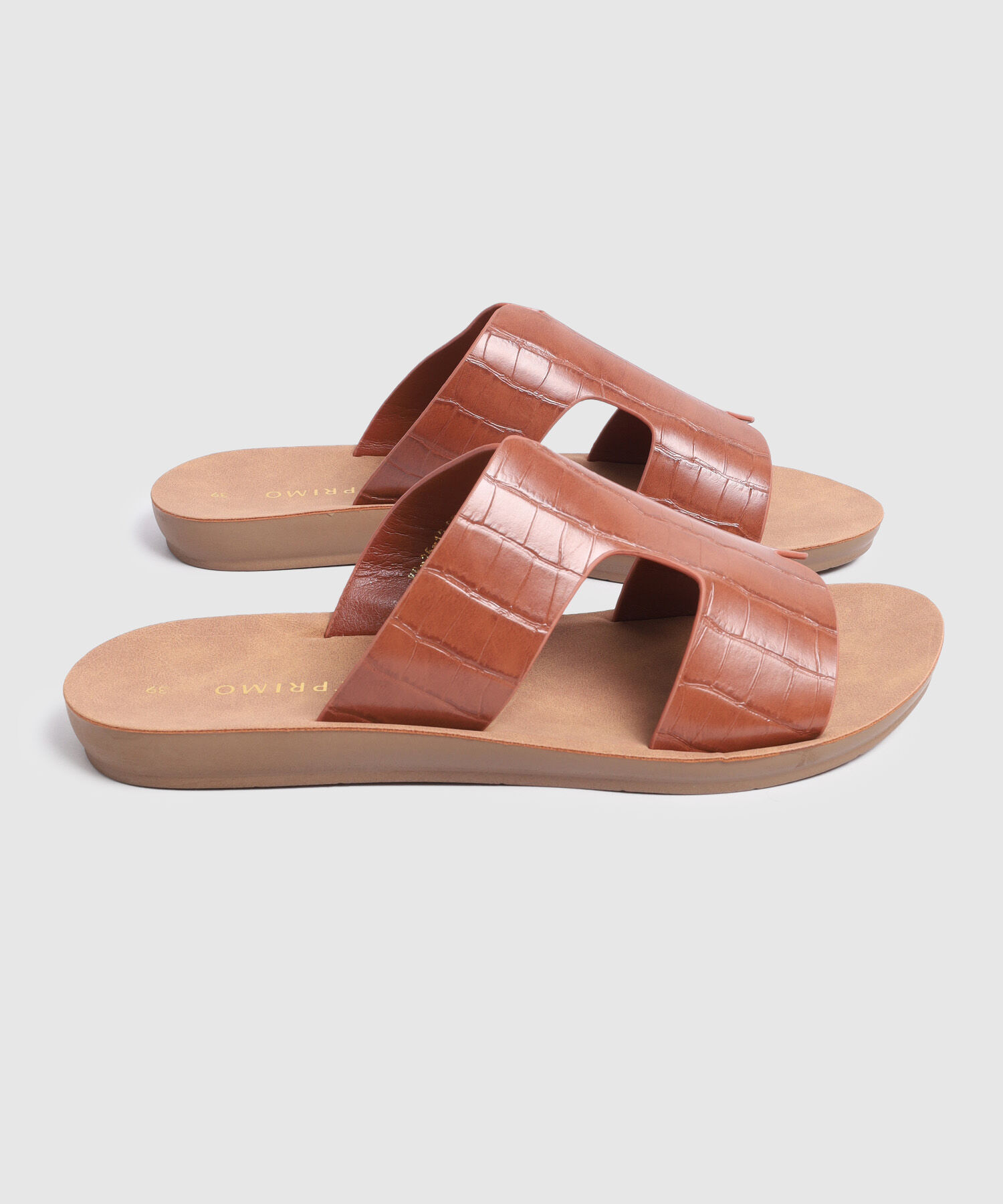 Sandalias Planas Con Textura Croco Para Mujer