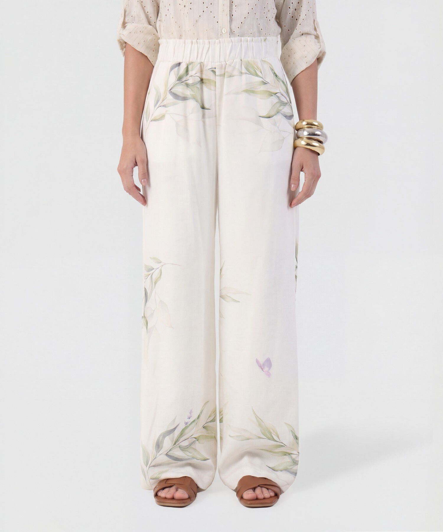 Pantal&oacute;n Wide Leg Con Pretina El&aacute;stica Para Mujer