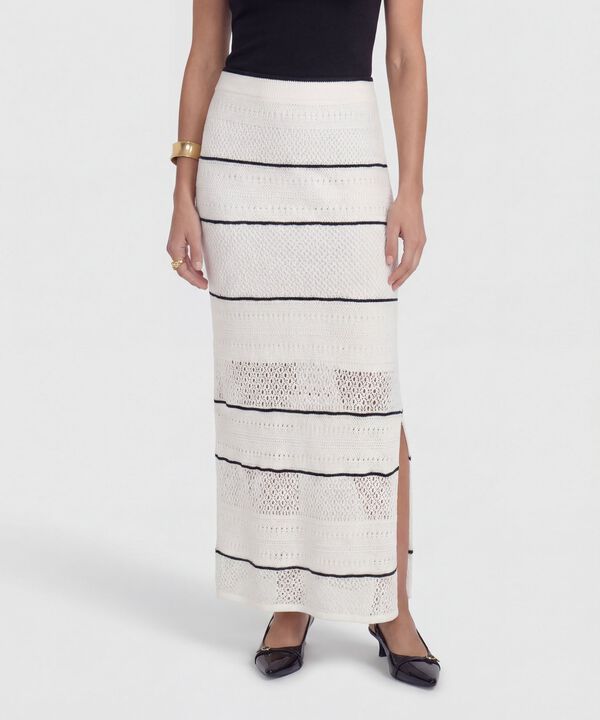 Falda Midi Tejida con Calados para Mujer image number null