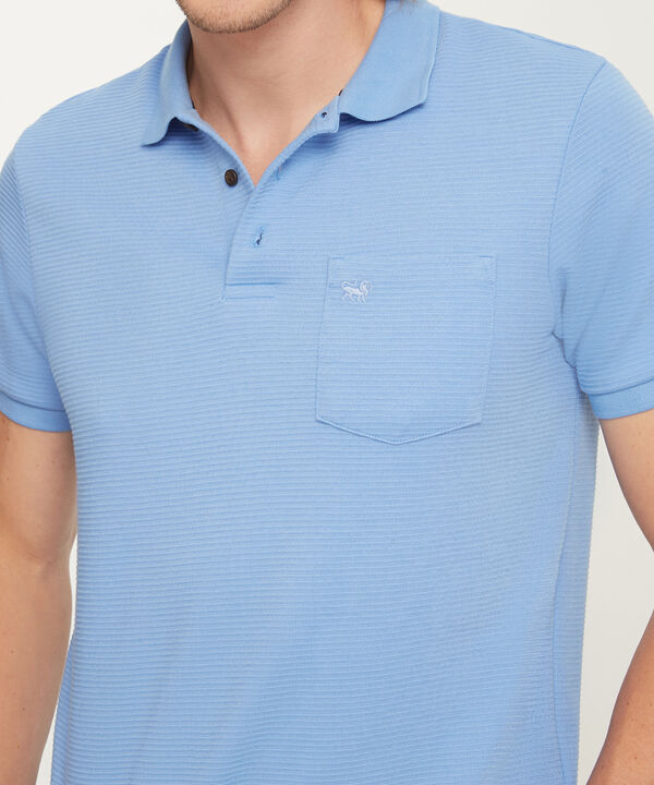 Polo Unicolor Textura, Cuello Y Puños Tejidos Con Bolsillo, Silueta Regular Fit, Cítrico Marinero