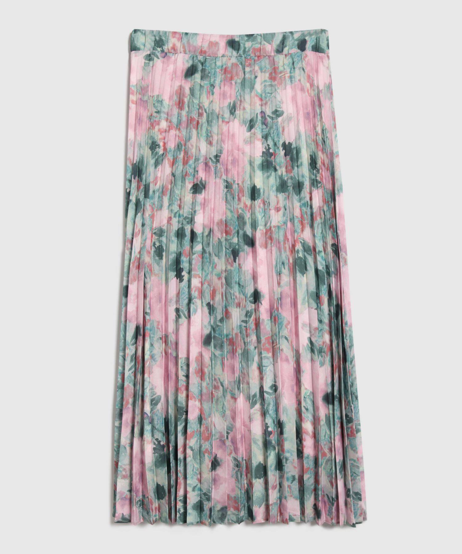 Falda Midi Estampada Con Plisado