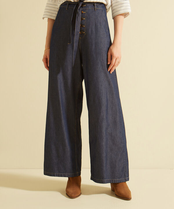 Pantalón Fluido Con Cinturón Tono Oscuro