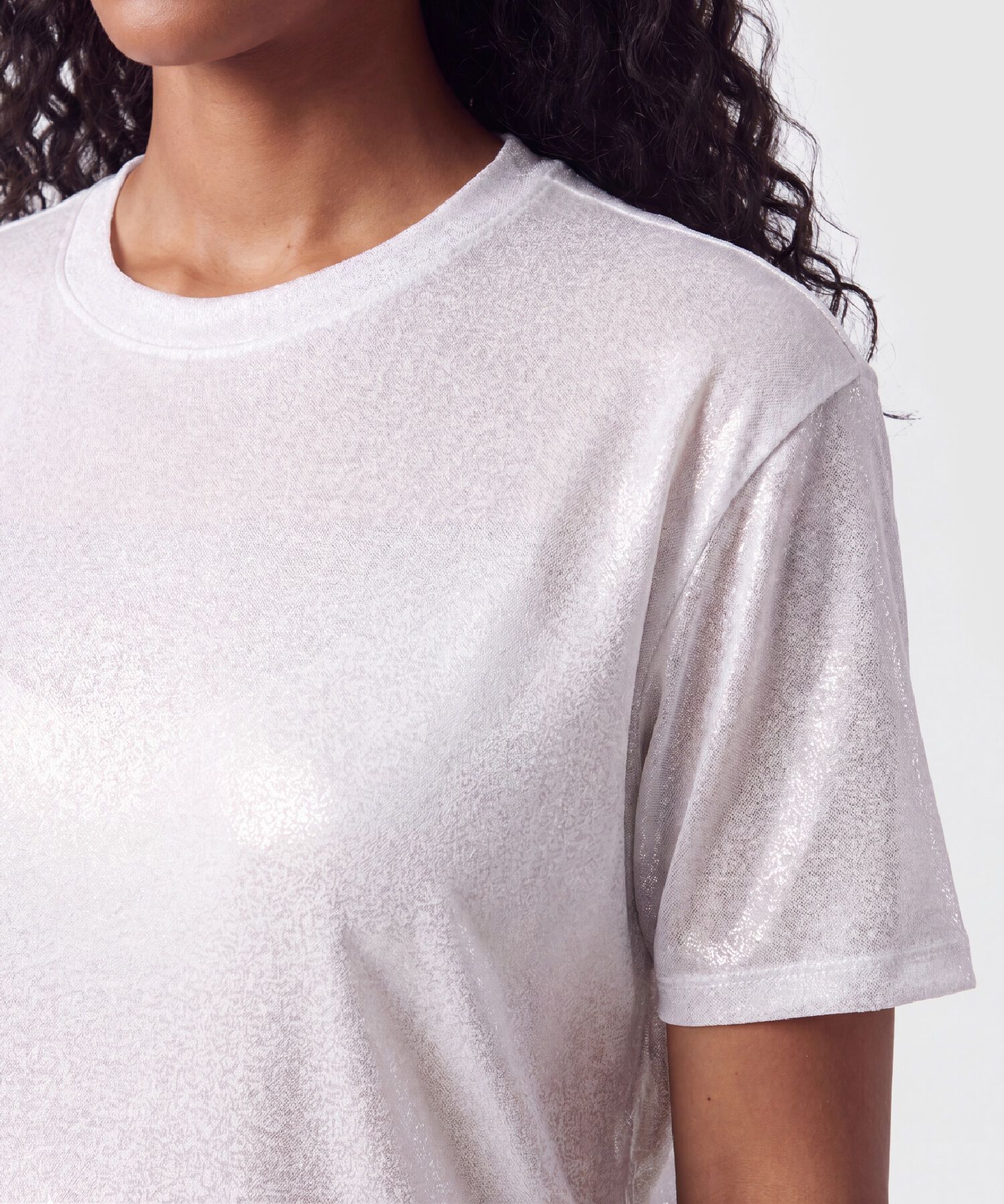 Camiseta Manga Corta Metalizada Mujer