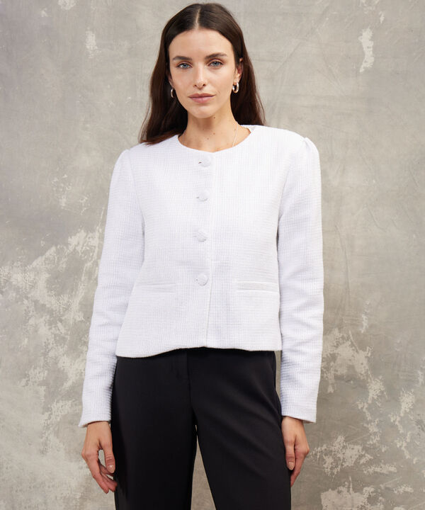 Blazer Unicolor Con Bolsillos De Ribete image number null