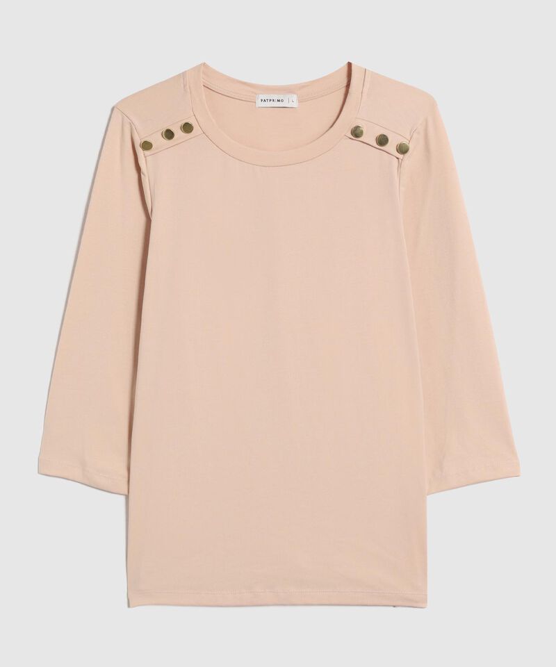 Camiseta Unicolor Con Botones En Hombros 