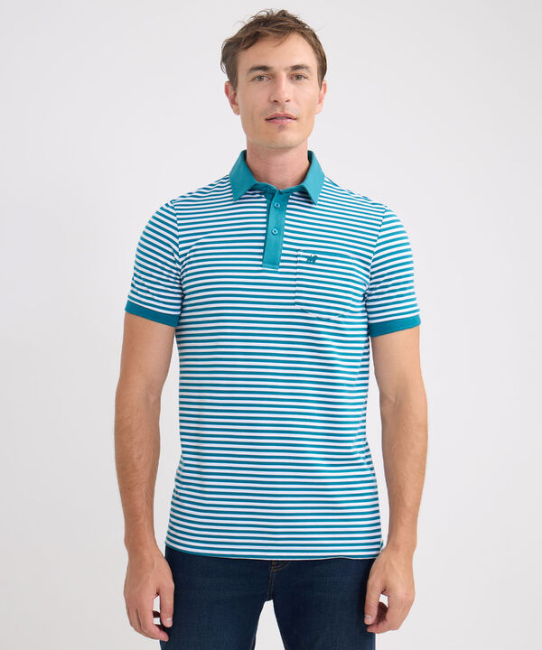 Polo Preteñida Cuello Maquina Con Bolsillo