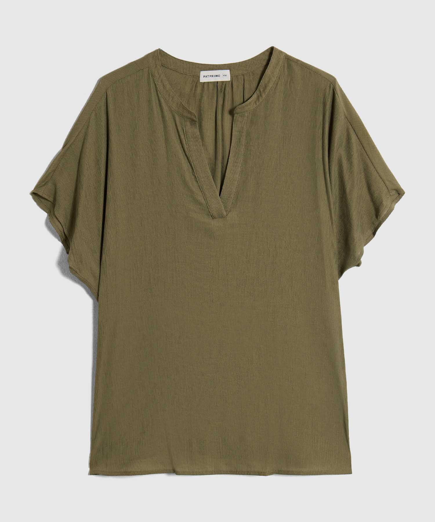 Blusa Escote En V Con Manga Corta Para Mujer Curvy