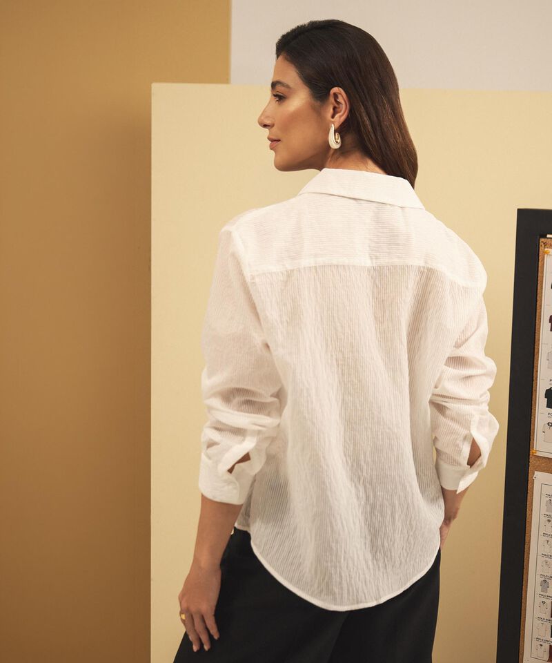 Camisa Mujer Manga Larga con Solapa y Bolsillo