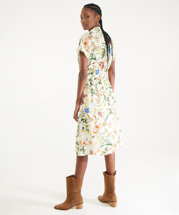 Vestido Camisero Estampado Manga Corta Rodada
