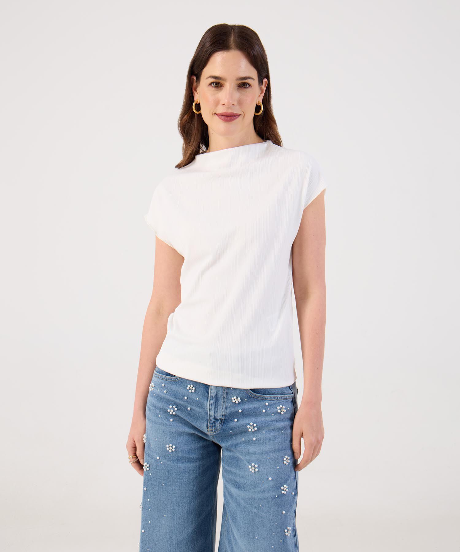 Camiseta Unicolor Con Textura 