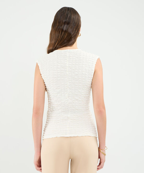 Camiseta Con Textura Hombro Corrido Para Mujer