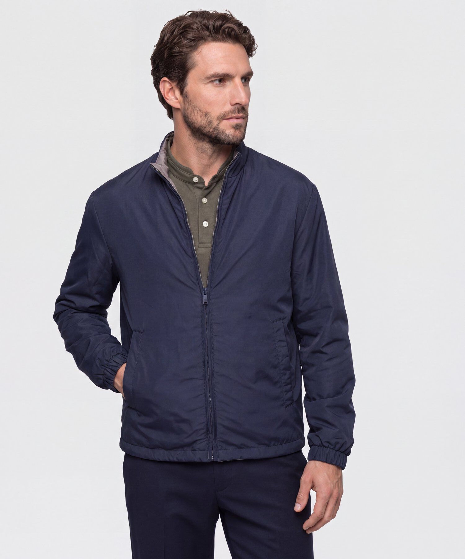 Chaqueta Doble Faz con Cuello Alto Hombre