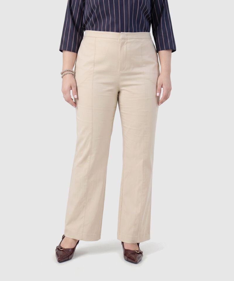Pantal&oacute;n Recto Unicolor Para Mujer Curvy