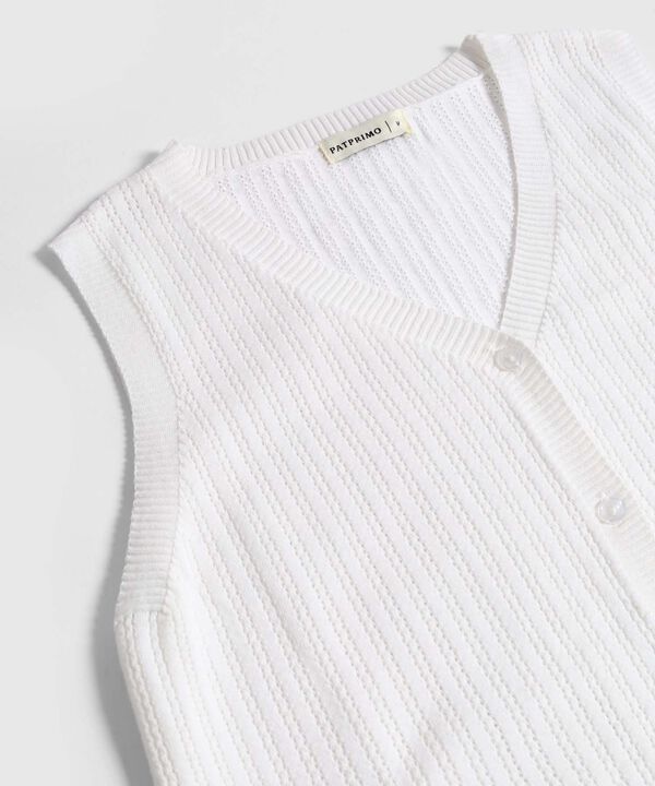 Chaleco Tejido con Perilla de Botones para Mujer image number null