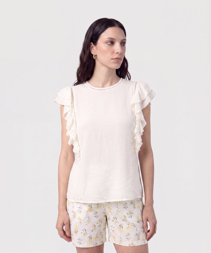 Blusa de volantes calada para mujer