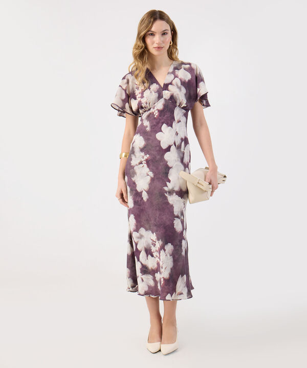 Vestido Midi Estampado Para Mujer Manga Mariposa image number null