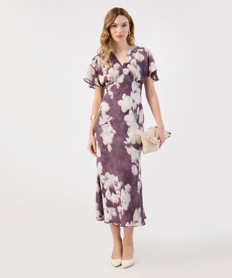 Vestido Midi Estampado Para Mujer Manga Mariposa