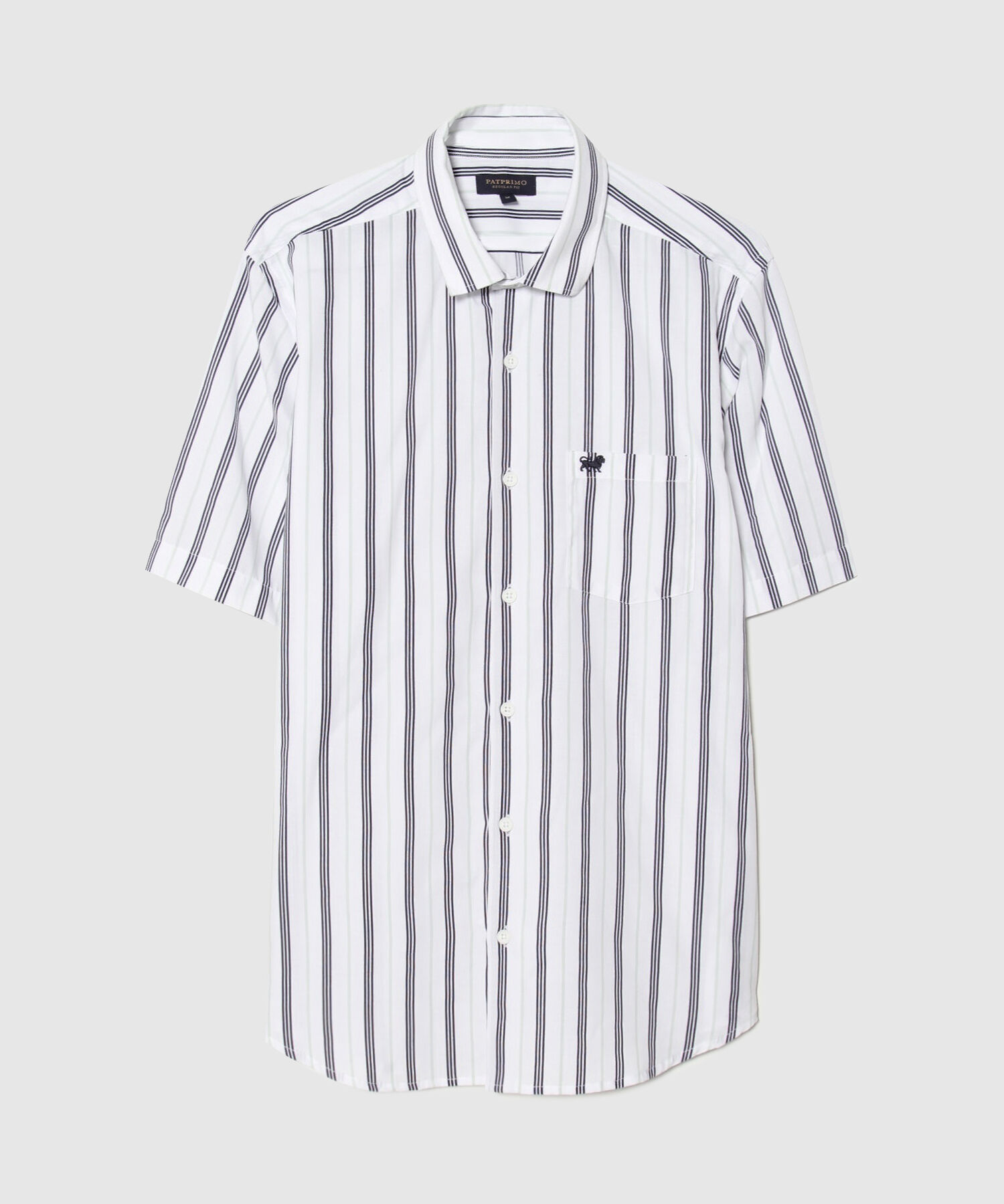 Camisa Manga Corta Estampada Con Bolsillo Blanco