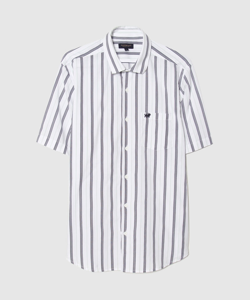 Camisa Manga Corta Estampada Con Bolsillo Blanco