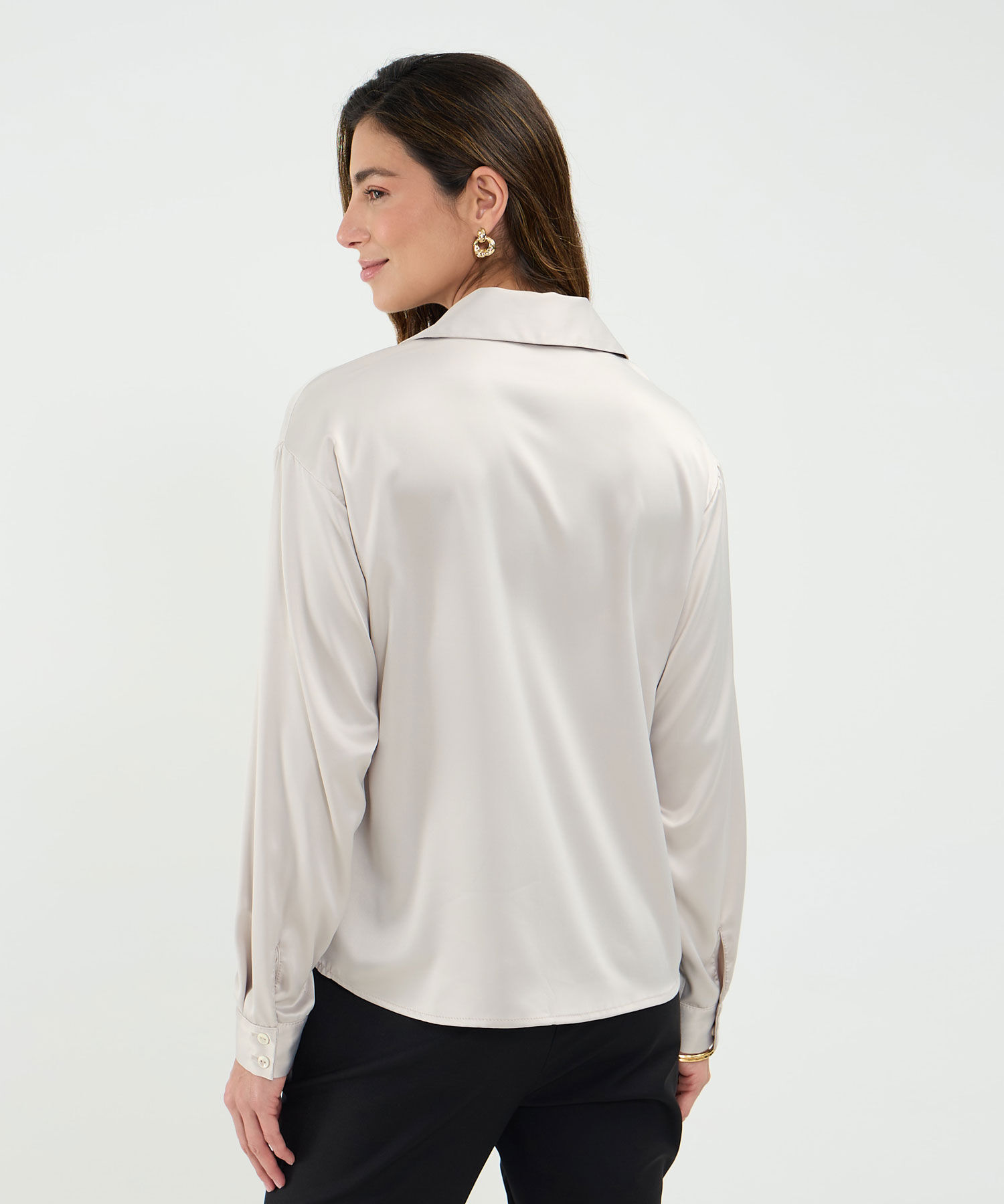 Camisa Satinada Manga Larga