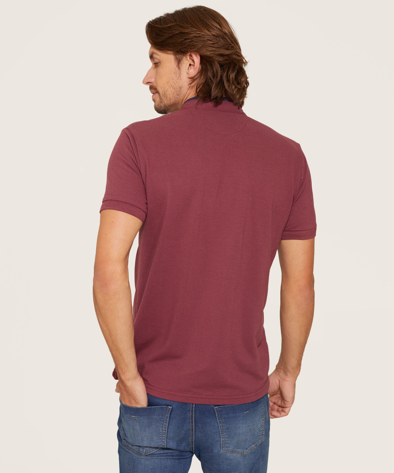 Polo Unicolor Cuello Mao Para Hombre