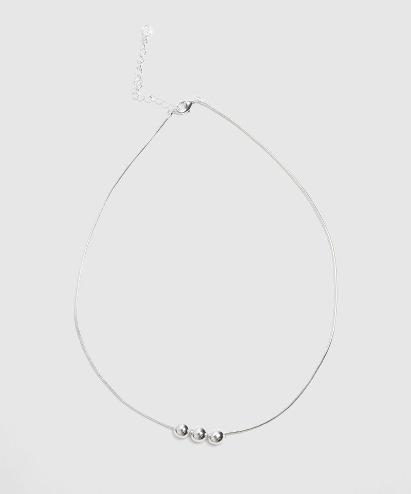 Collar Plateado Con Esferas Metálicas 