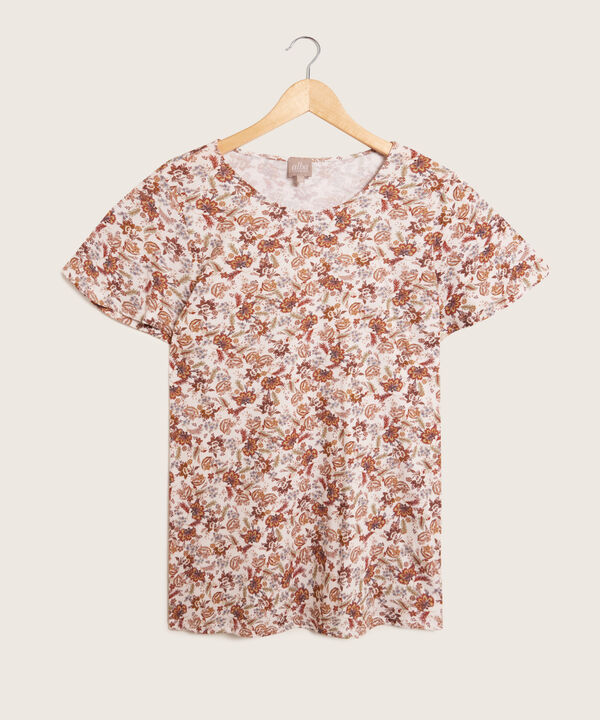 Camiseta Estampada Manga Corta Con Vuelo