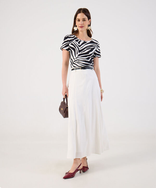 Falda Larga Fluida con Cintur&oacute;n para Mujer image number null