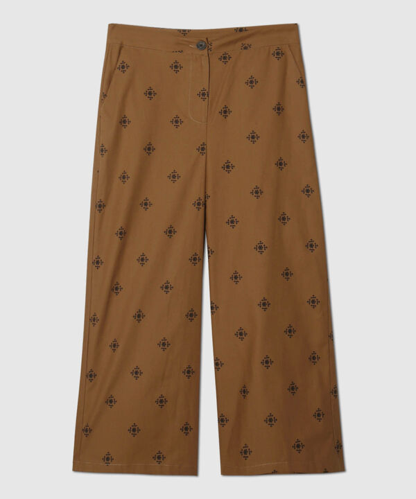 Pantalón Culotte Estampado Con Bolsillos Laterales