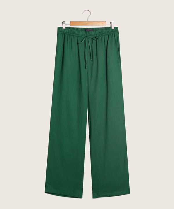 Pantalón Fluido En Lino Bota Amplia