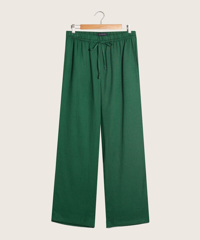 Pantalón Fluido En Lino Bota Amplia