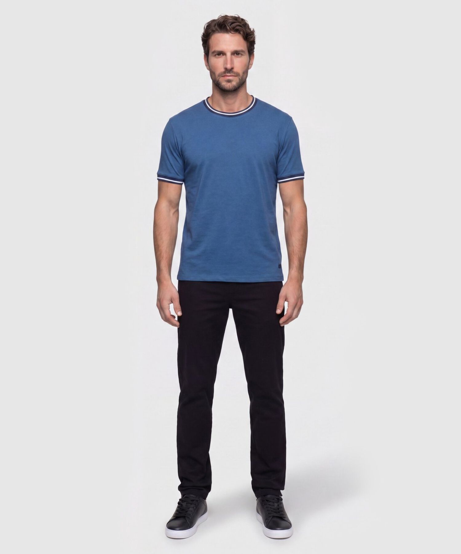 Camiseta Cuello Redondo con Rib Para Hombre