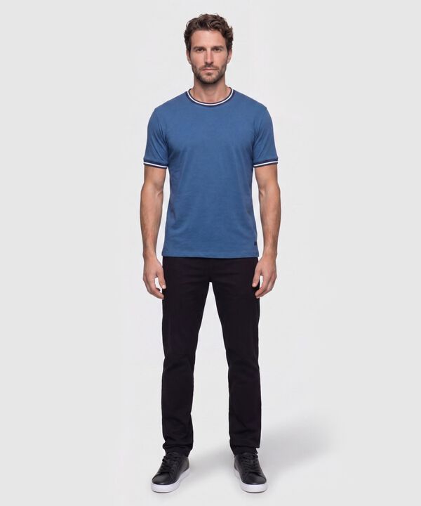 Camiseta Cuello Redondo con Rib Para Hombre