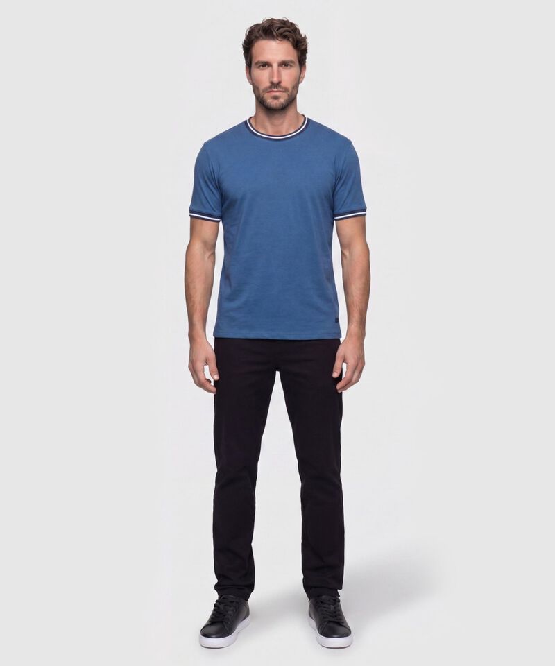 Camiseta Cuello Redondo con Rib Para Hombre