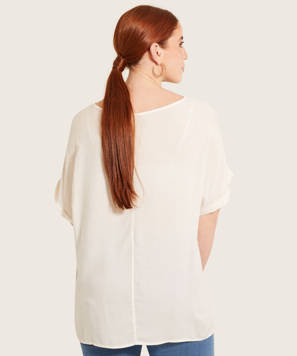 Blusa Unicolor Manga Corta Corrida Con Guardapolvo