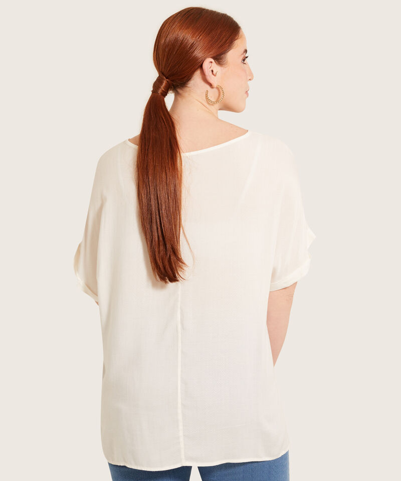 Blusa Unicolor Manga Corta Corrida Con Guardapolvo