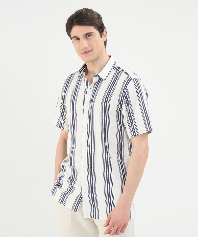 Camisa Estampada en Efecto Lino