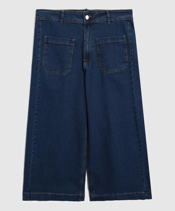 Jeans Culotte Con Bolsillos Frontales Para Mujer Curvy image number null
