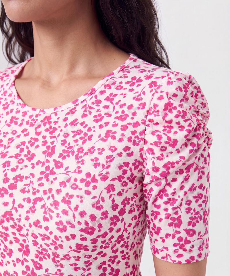 Camiseta Manga Corta Con Ruche Estampada
