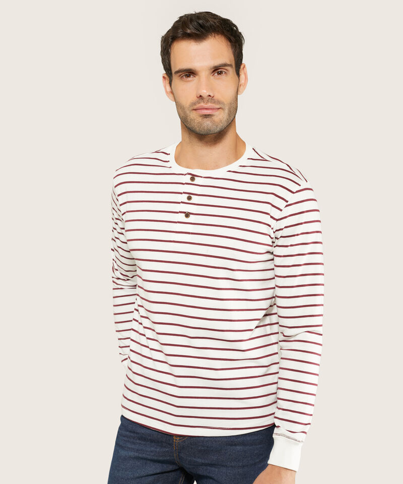 Camiseta Henley De Manga Larga Para Hombre